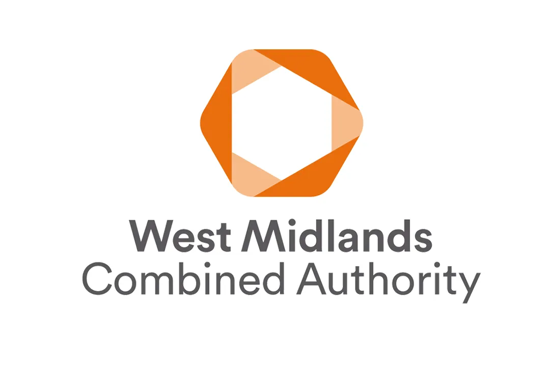 West Midlands Combined Authority logo in red and orange with black text