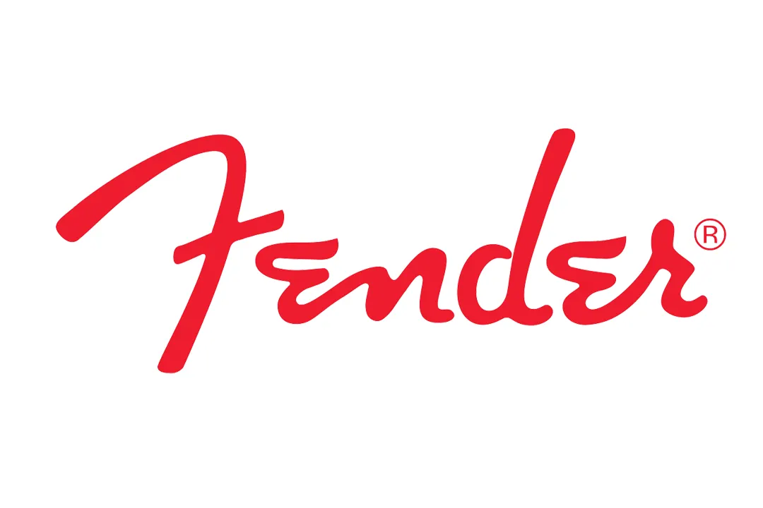 Fender Guitars logo in red on white background